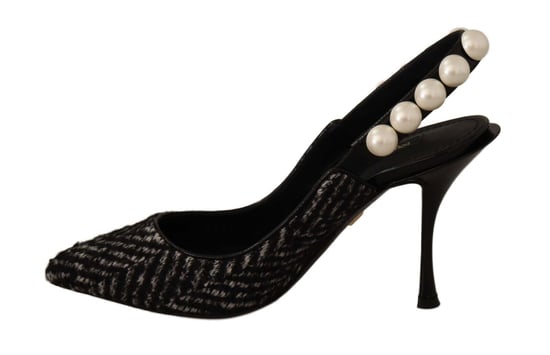 Dolce & Gabbana Zwarte Grijze Pareltjes Slingbacks Dames Pumps Schoenen - Image 2