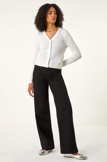Shimmer V-Neck Ribbed Cardigan