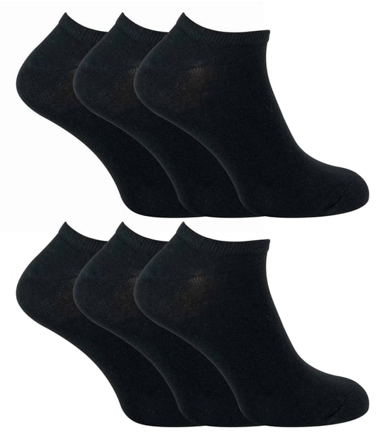 Set van 6 uniseks ademende, katoenrijke sneakersokken - Zwart - Image 1