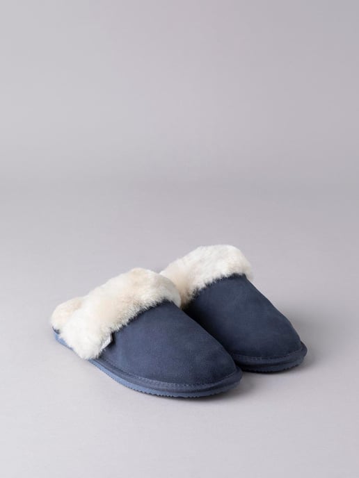Ladies' Sheepskin Slider Slippers in Navy