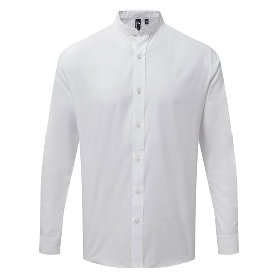 Premier Adults Unisex Long Sleeve Grandad Shirt (White)