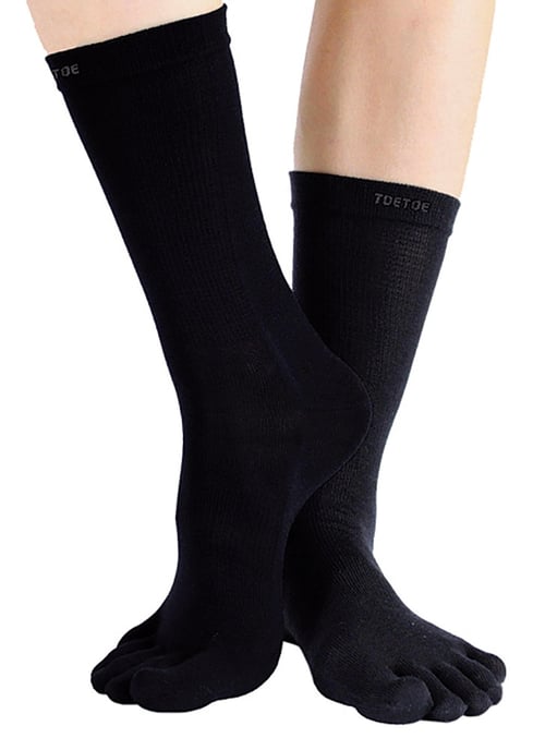 TOETOE - Heren & Dames Outdoor Zachte Wol Vochtregulerende Mid-Calf Teen Sokken - Zwart - Image 2