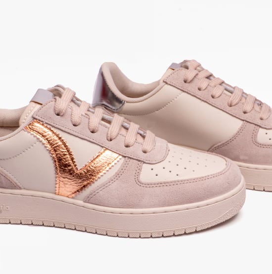 MADRID METAL & SPLIT LEATHER Womens Trainers Nude