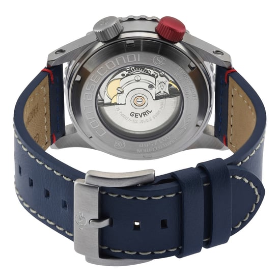 GV2 Contasecondi Men's Blue/Red Dial Blue Calfskin Leather Watch - Image 2