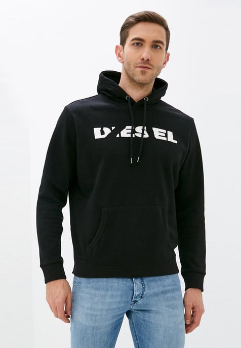 Diesel S Agnes BRO Heren Sweat Hoodie in Zwart - Image 1