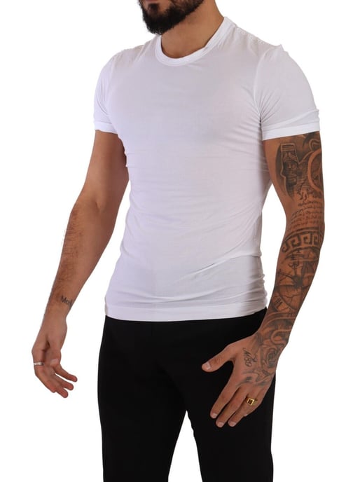 Dolce & Gabbana Heren Witte Ronde Hals Katoenen Stretch T-shirt - Image 2