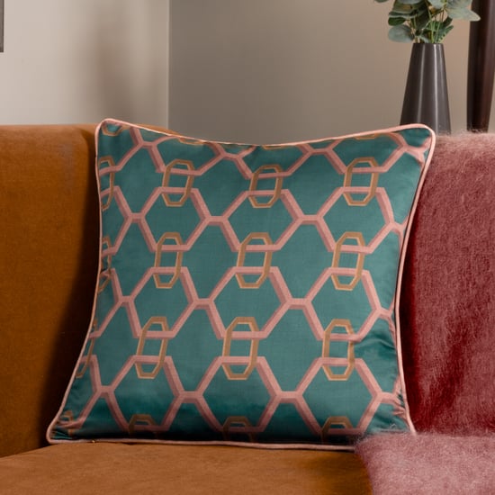 Paoletti Carnaby Chain Geometric Satin Polyester Filled Cushion