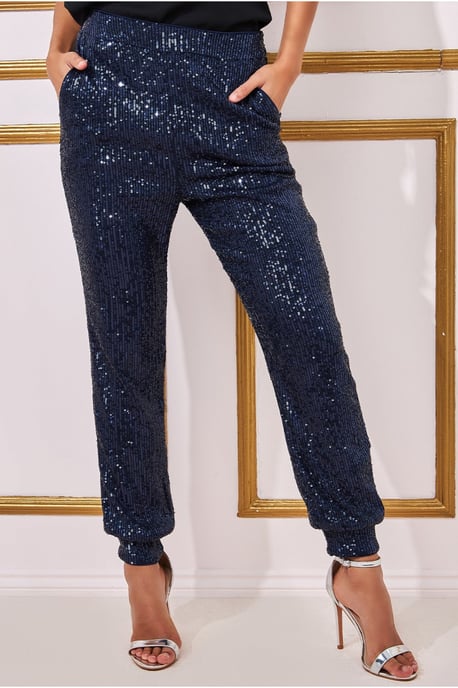 Sequin Cuffed Ankle Trouser