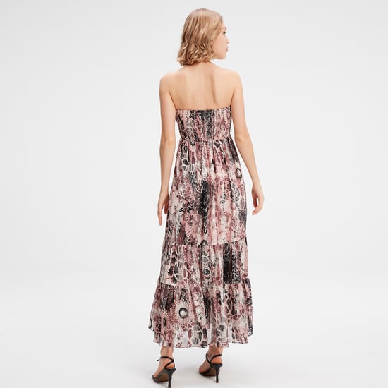 Bustier Chiffon Maxi -jurk met abstracte bloemenprint - Image 4