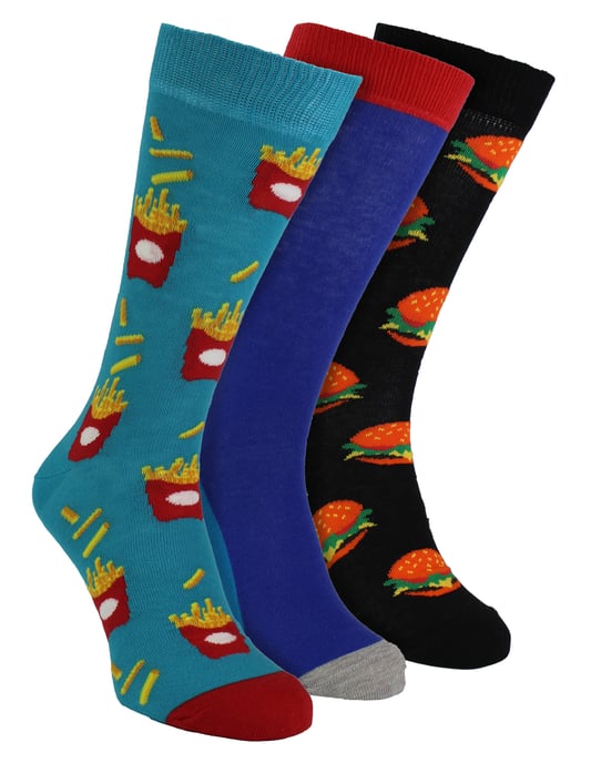 HS by Happy Socks - Heren 3-Pack Klassieke Burger & Friet Estrik - Friet - Image 1
