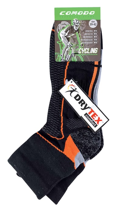 Comodo - Hi Vis Low Cut Fietssokken Heren & Dames - Zwart Oranje - Image 2