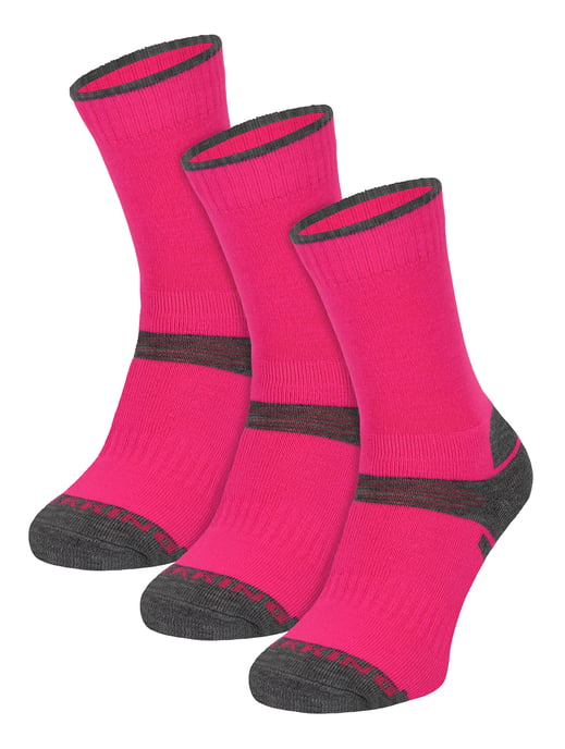3 Paar Multipack Kids Merino Wol Wandelsokken | Lichte Antiblister Sokken voor Jongens & Meisjes - Roze - Image 1