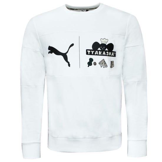 Puma x Tyakasha Mens Crew Sweatshirt Graphic Print Jumper White 578421 02