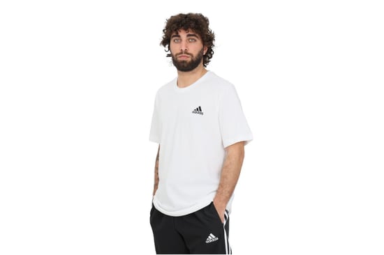Men's adidas Essentials Embroidered Small Logo T-Shirt in White - Image 2