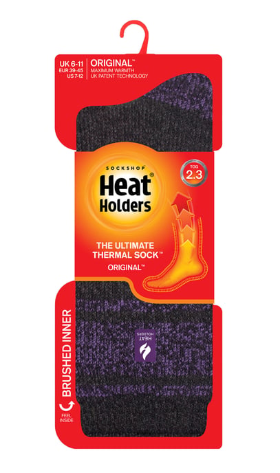 Heat Holders Heren extra dikke warme thermo sokken - Houtskool / Paars (Athene) - Image 2
