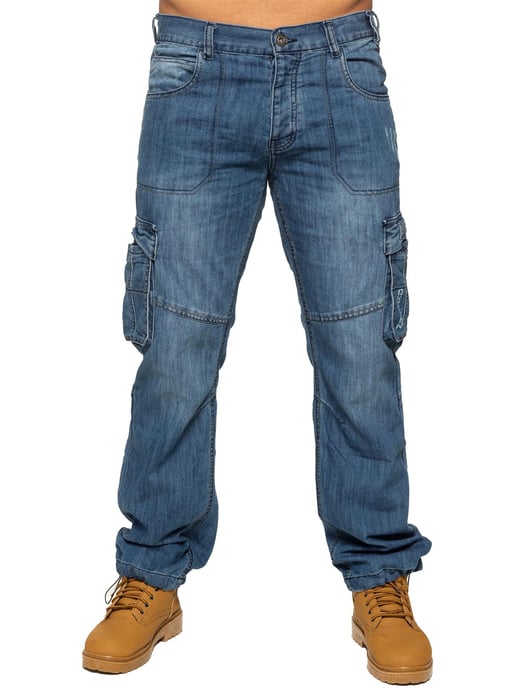 Enzo | Heren Combat Denim Jeans - Blauw - Image 2