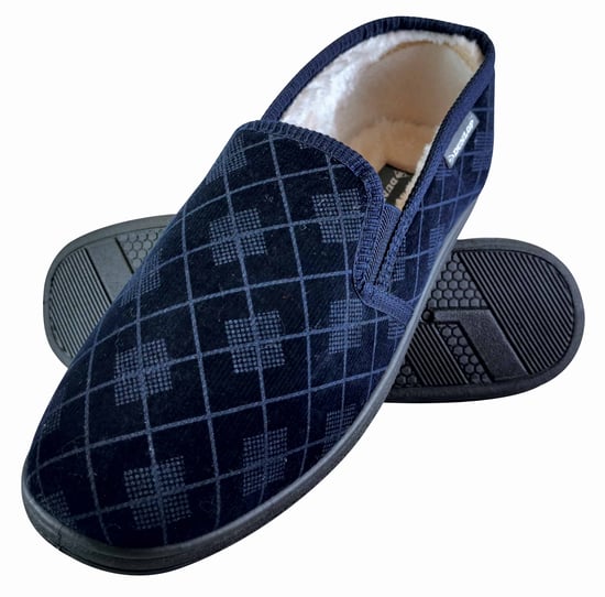 DUNLOP - HEREN PLUSH VACHT VOERD GEHEUGEN SCHOENEN RUITEN PATROON MOCCASINSLOPPERS MET HARTEN ZOOL - Image 1