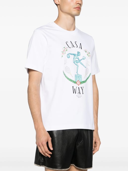 Casablanca Statue En Marbe Bedrukt T-shirt in Wit - Image 3