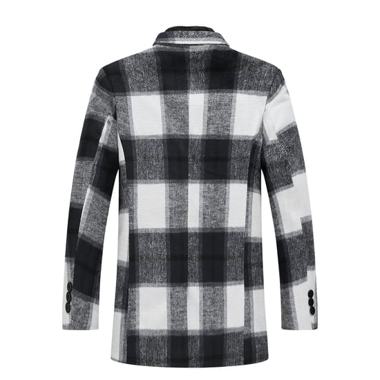 Heren lange slim fit geruite winter dikke jas met sjaalkraag wit - Image 2