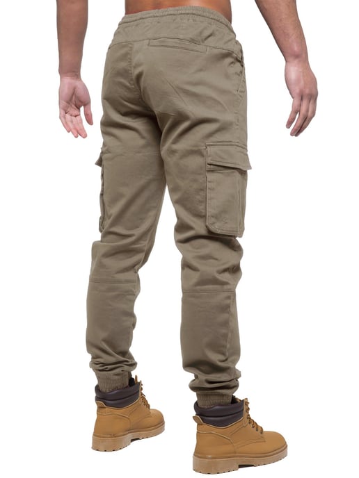 Enzo | Heren Cargo Jogger Jeans - Beige - Image 4