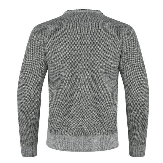 Men's Cardigan with Two Pocket Button Stand-Up Collar Cardigan for Winter Light Grey