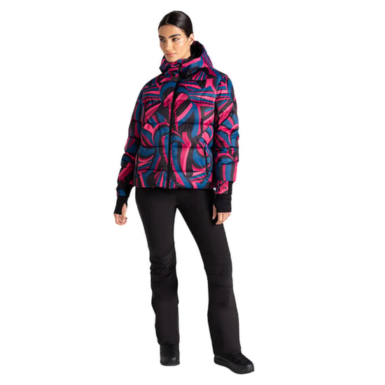 Dare 2B Womens/Ladies Showcase Patterned Baffled Ski Jacket (Hot Pink)