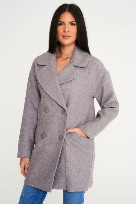 Women's Elle Wool Reefer Jacket in Grey