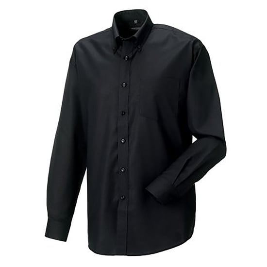 Russell Collection Mens Long Sleeve Easy Care Oxford Shirt (Black)