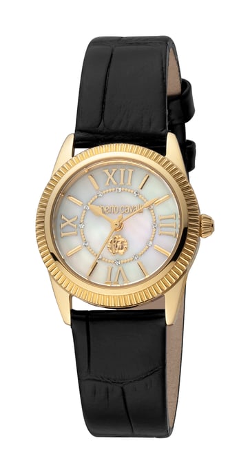 RC5L035L0025 Roberto Cavalli 4894626189609 Womens Quartz Stainless Steel White MOP Leather 5 ATM 28 mm Watch - Image 1
