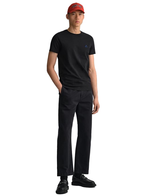 Gant heren T-shirt met ronde hals en contrasterend logo - Zwart - Image 5
