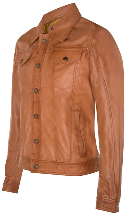 Trucker slim fit leather shirt-jean jacket