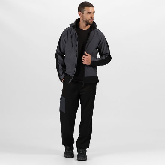 Regatta Herencontrast 3-lagige Softshell Full Zip Jacket (Leisteengrijs/Signaal zwart) - Image 5