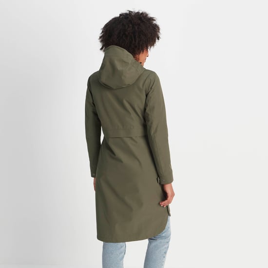 Saunter Womens Long Waterproof Jacket Khaki - Image 2