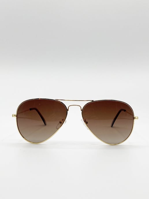 Classic Brown Aviator Sunglasses Polarized
