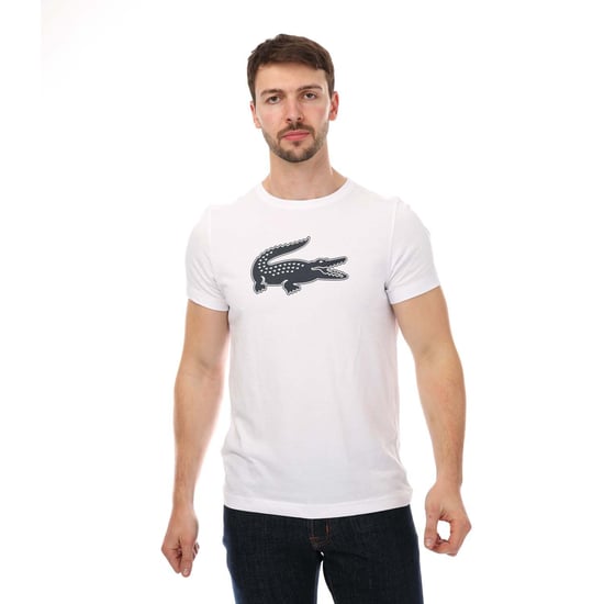 Men's Lacoste SPORT 3D Print Crocodile Jersey T-Shirt in White Navy