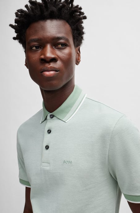 Men's Hugo Boss Logo Detail Oxford Cotton Piqué Polo Shirt in Green