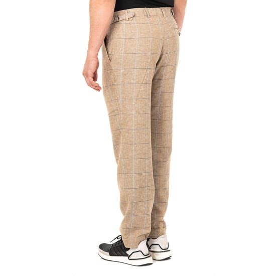 Men's long checkered trousers with hemmed bottoms JMTJ01