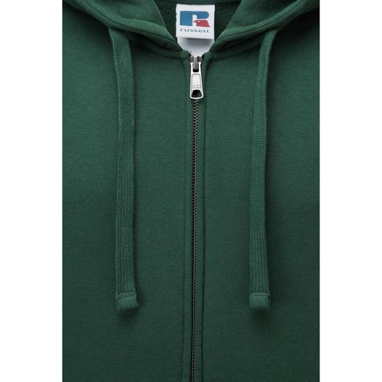 Russell Mens Authentic Full Zip Hooded Sweatshirt / Hoodie (Bottle Green)