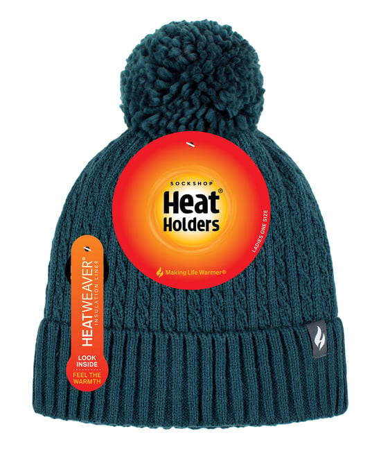 Heat Holders - Thermische muts voor dames met pompon - Groenblauw - Image 1