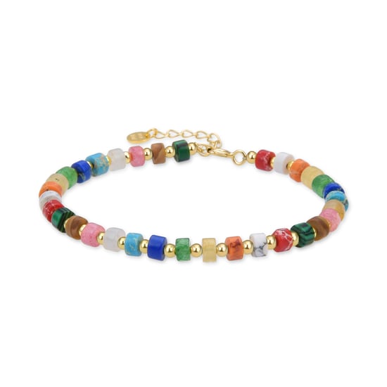 Luxenter Sterling Zilveren 925 Armband met Veelkleurig Kristal Afgewerkt in 18K Geel Goud - Ihun - Image 1