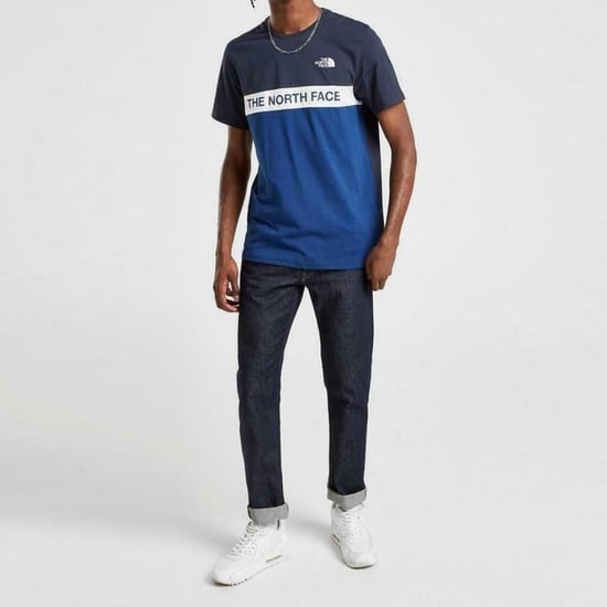 The North Face Heren Geweven Colour Block T-shirt Blauw - Image 3