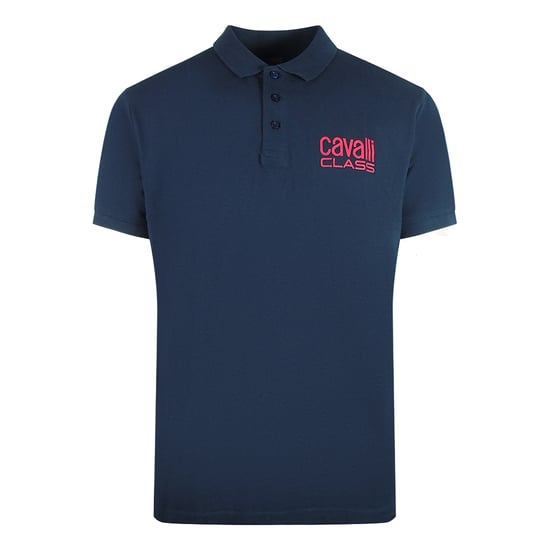 Cavalli Class Bold Logo Navy Blue Polo Shirt