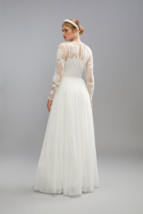 Premium Blossom Applique Full Skirted Wedding Dress