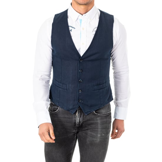 Men's fine knit vest with adjustable belt V-neck HMJA11
