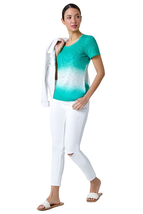 Ombre Burnout Print Stretch Jersey T-Shirt