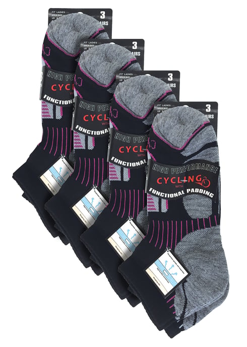 Sock Snob - 12 paar zwarte fietssokken voor dames - Zwart - Image 2