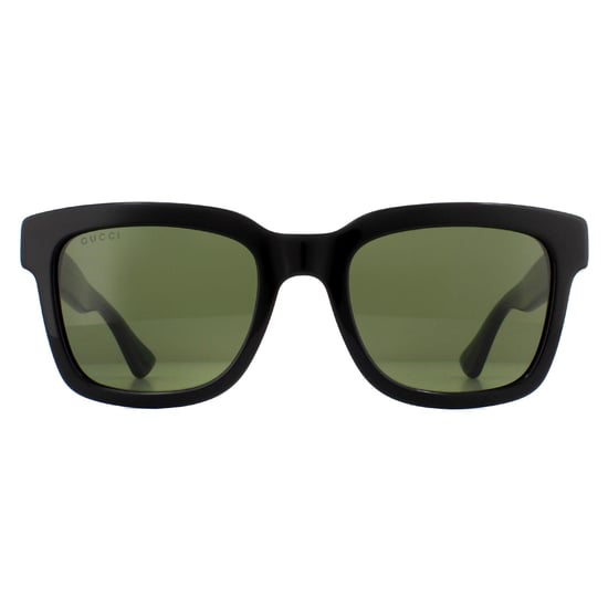 Gucci Square Mens Black and Green with Red Stripe Green Sunglasses