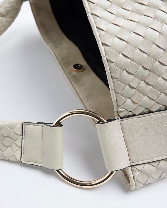 River Island Womens Tote Bag Beige Woven Slouch