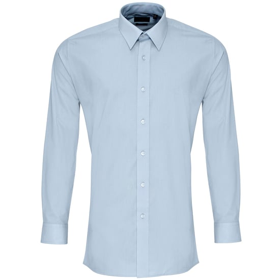 Premier Heren Colours Popeline Getailleerd overhemd met lange mouwen (Lichtblauw) - Image 1