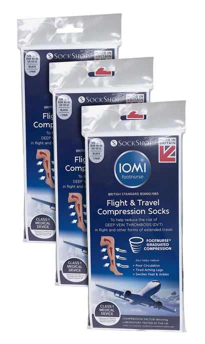IOMI - 3 Paar Heren Vluchtsokken, Compressiekousen voor Opgezwollen Voeten - Zwart - Image 2